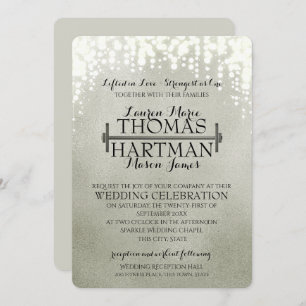 Fitness Curl Bar Sparkle Wedding Invitation