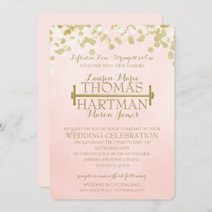 Fitness Curl Bar Weights Wedding Invitation