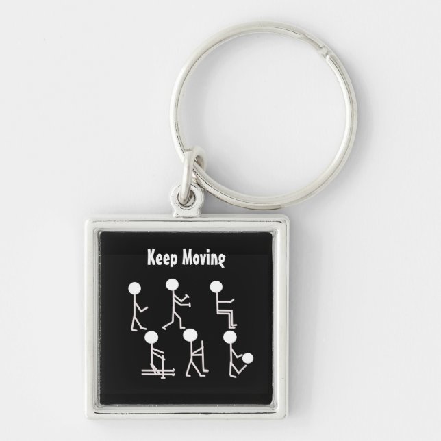 Fitness Design in Black and White Keychain (Front)