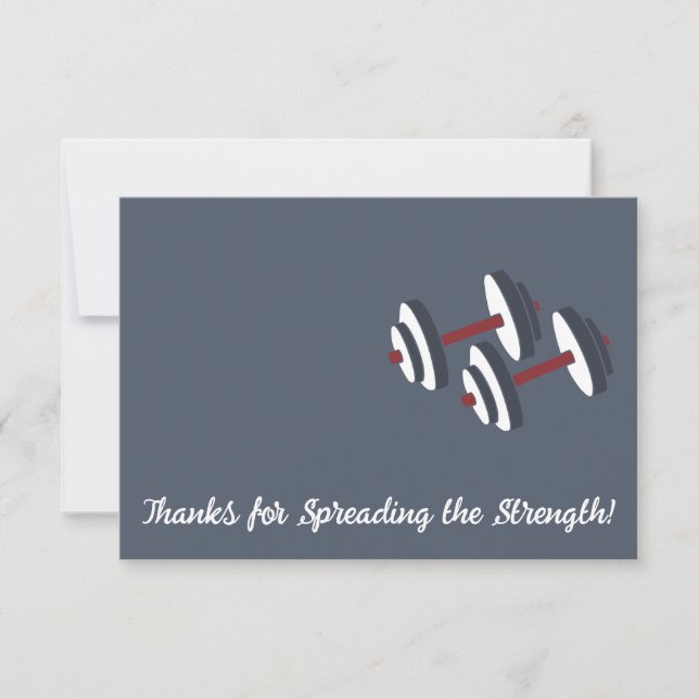 Fitness Dumbbell Landscape Referral Thank You Note Card (Front)