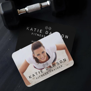 Fitness Dumbbell Minimal Personal Trainer Photo Business Card