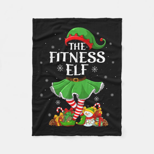 Fitness Elf Christmas Family Elf Squad Xmas Girls  Fleece Blanket (Front)