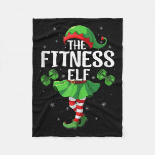 Fitness Elf Christmas Girls Women Elf Squad Xmas F Fleece Blanket