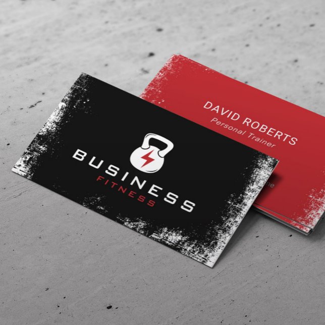 Fitness Energy GYM Logo Personal Trainer Grunge Business Card (Creator Uploaded)