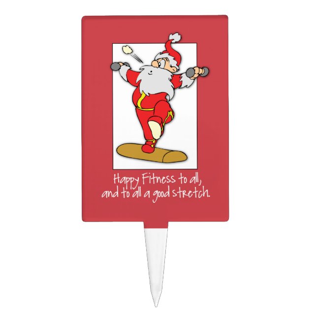 Fitness Exercise Christmas with Santa Cake Topper (Front)
