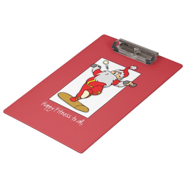 Fitness Exercise Christmas with Santa Clipboard (Angled)