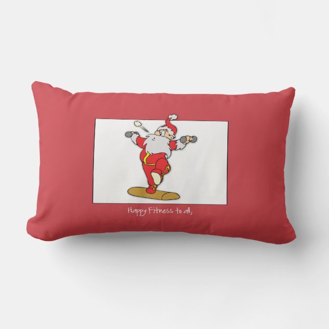Fitness Exercise Christmas with Santa Lumbar Pillow (Front)