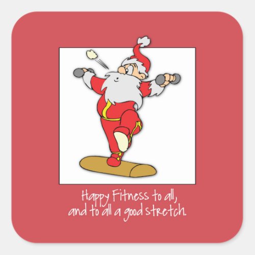 Fitness Exercise Christmas with Santa Square Sticker