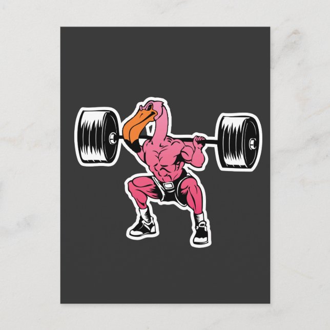 Fitness Flamingo Weightlifting Bodybuilder Muscle Postcard (Front)