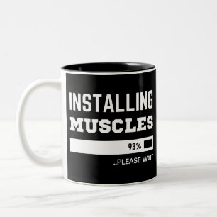 Fitness Funny Workout Installing Muscles Two-Tone Coffee Mug