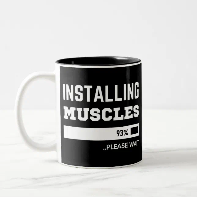 Fitness Funny Workout Installing Muscles Two-Tone Coffee Mug | Zazzle