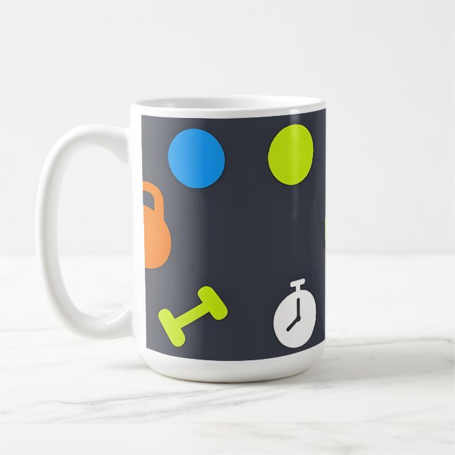 Fitness Gear Workout Pattern Coffee Mug (Left)
