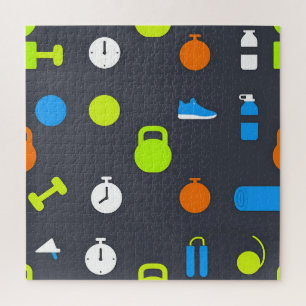 Fitness Gear Workout Pattern Jigsaw Puzzle