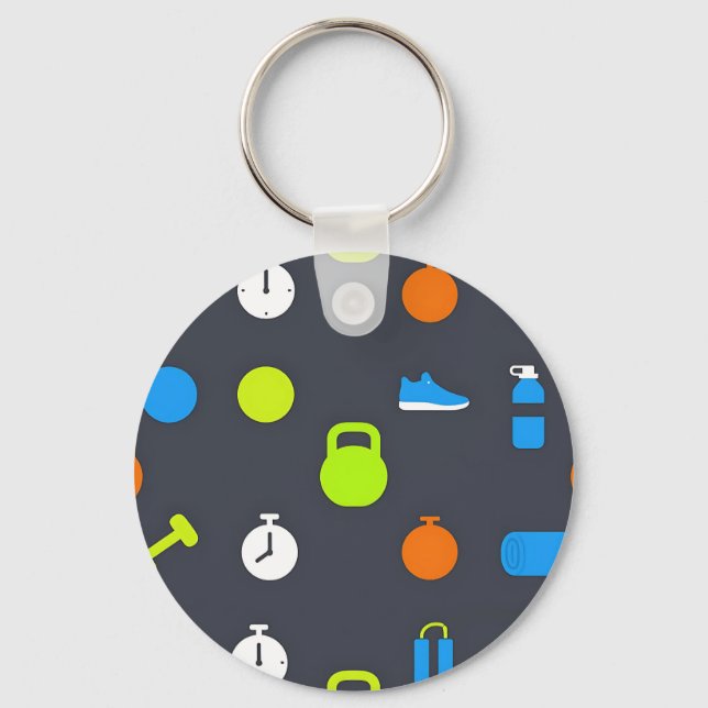 Fitness Gear Workout Pattern Keychain (Front)