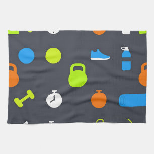 Fitness Gear Workout Pattern Kitchen Towel