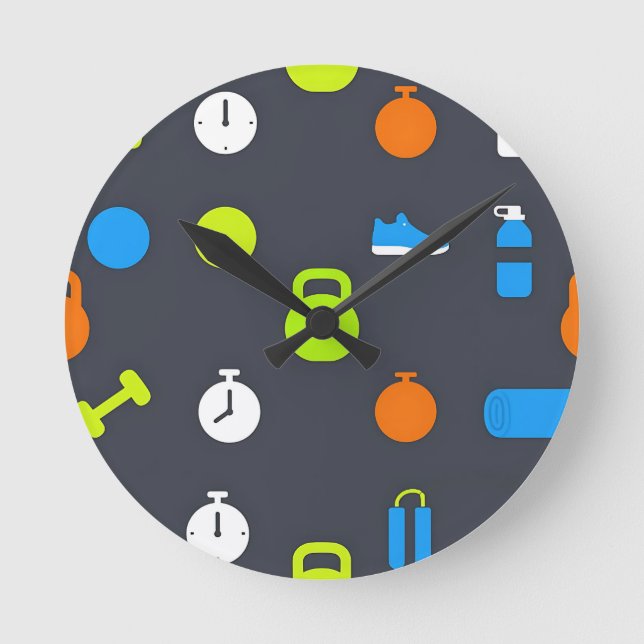 Fitness Gear Workout Pattern Round Clock (Front)