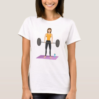 Fitness Girl Illustration Deadlifting Workout T-Shirt