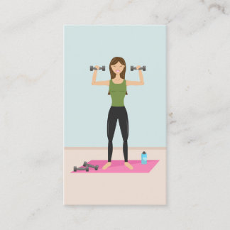 Fitness Girl Illustration Personal Trainer Business Card