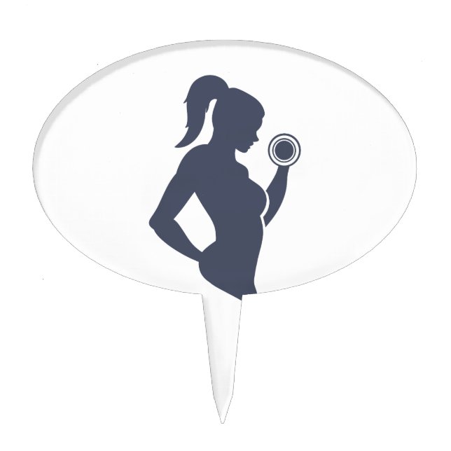 Fitness girl lifting dumbbell cake topper (Front)