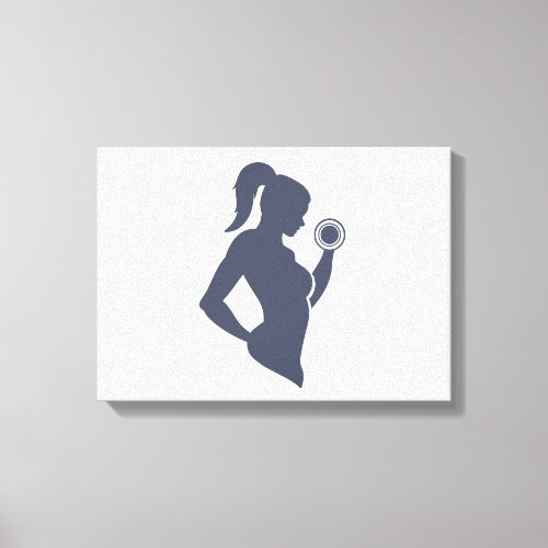 Fitness girl lifting dumbbell canvas print