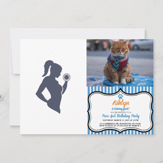 Fitness girl lifting dumbbell invitation (Front)