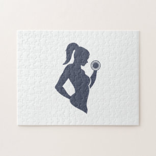 Fitness girl lifting dumbbell jigsaw puzzle