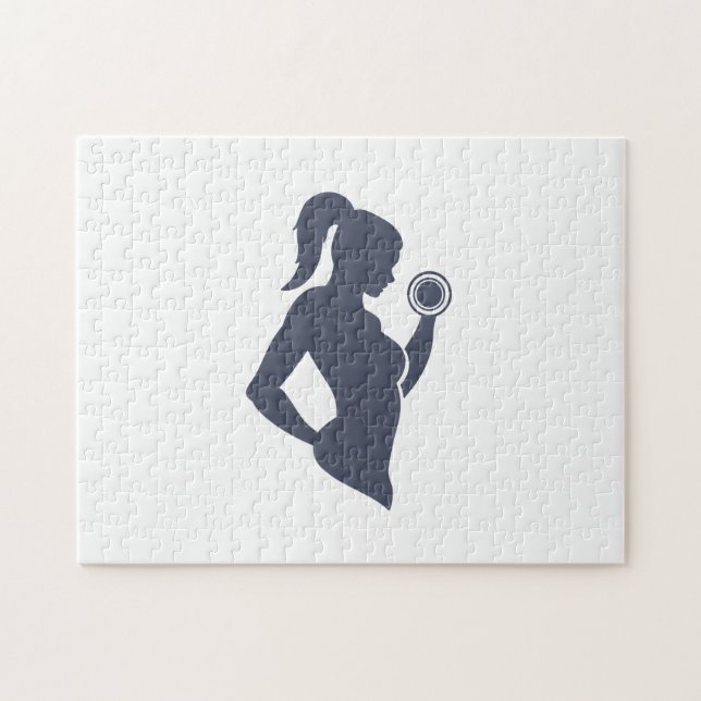 Fitness girl lifting dumbbell jigsaw puzzle (Horizontal)
