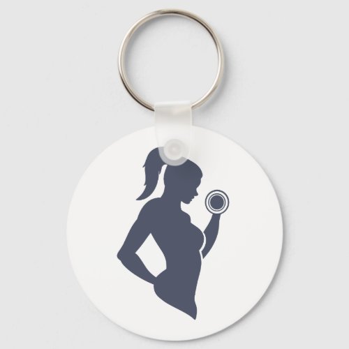 Fitness girl lifting dumbbell keychain