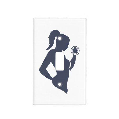 Fitness girl lifting dumbbell light switch cover