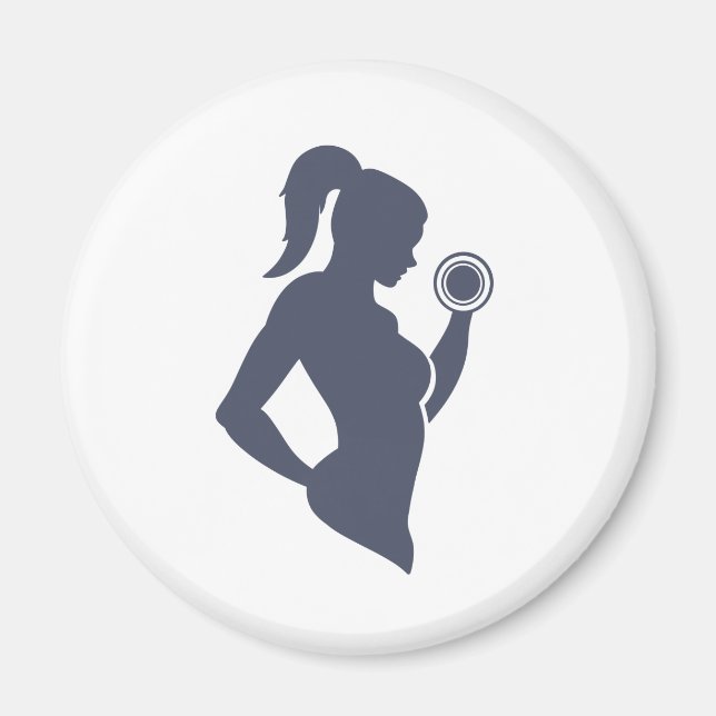 Fitness girl lifting dumbbell magnet (Front)