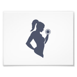 Fitness girl lifting dumbbell photo print