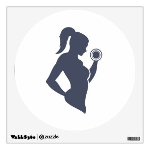 Fitness girl lifting dumbbell wall decal