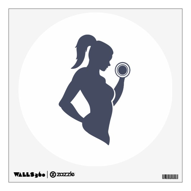 Fitness girl lifting dumbbell wall decal (Front)