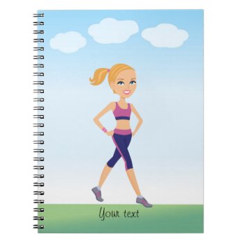 Fitness Girl Notebook With Personalized Name by ArtbyMonica at Zazzle
