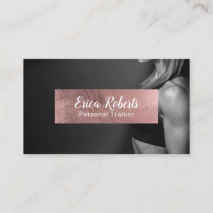 Fitness Girl Personal Trainer Rose Gold Label Business Card