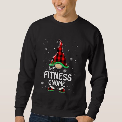 Fitness Gnome Buffalo Plaid Matching Family Christ Sweatshirt