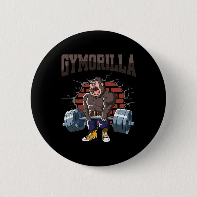 Fitness Gorilla Gymorilla Deadlift Workout Trainin Button (Front)