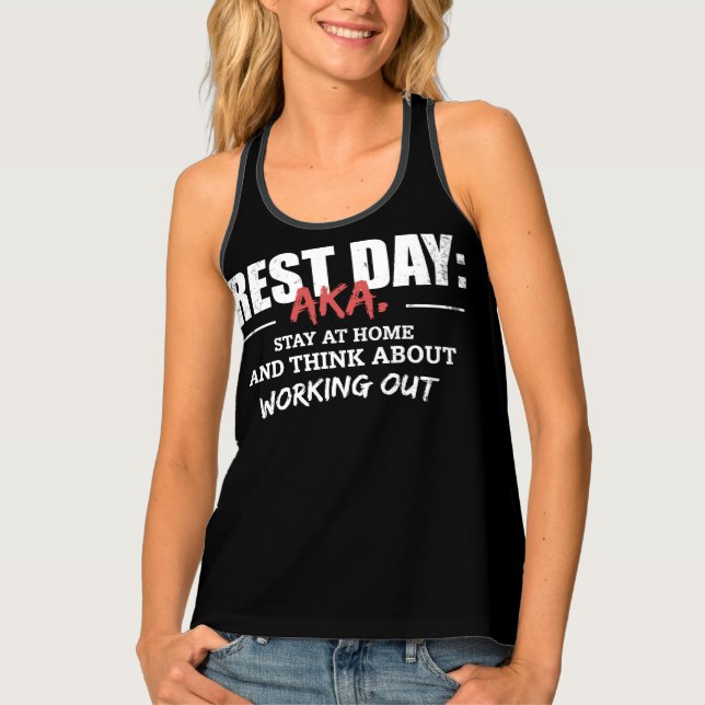 Fitness Gym Funny Quote Rest Day Tank Top (Front)