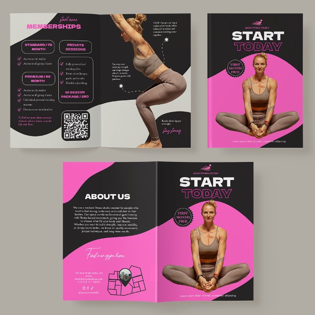 Fitness Gym Pilates Bifold Brochure (Creator Uploaded)