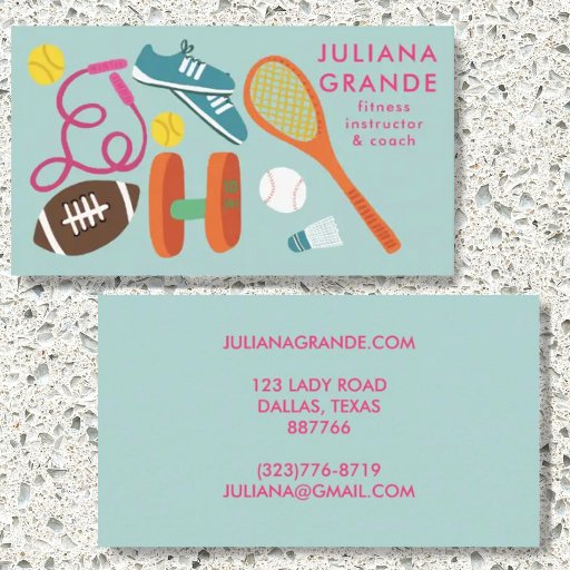 Customizable Fitness Gym Trainer Coach Sports CUSTOM Charming   Business Card