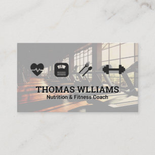 Fitness Gym   Work Out Icons Business Card