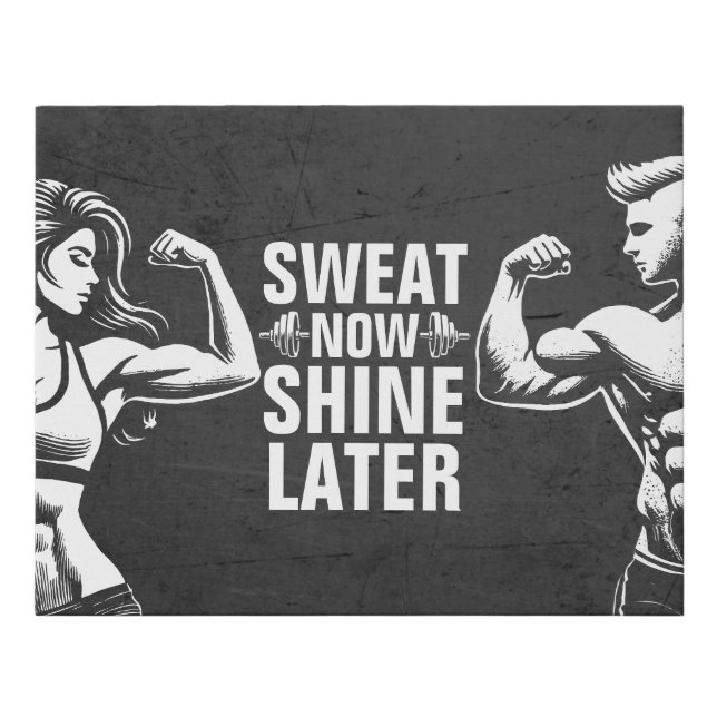 Fitness Gym Workout Bodybuilding Motivational Faux Canvas Print (Front)