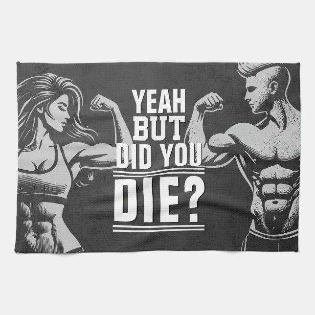 Fitness Gym Workout Bodybuilding Motivational Kitchen Towel (Horizontal)