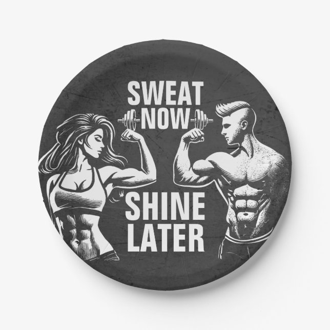 Fitness Gym Workout Bodybuilding Motivational Paper Plates (Front)