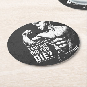 Fitness Gym Workout Bodybuilding Motivational Round Paper Coaster