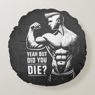 Fitness Gym Workout Bodybuilding Motivational Round Pillow
