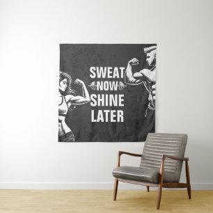 Fitness Gym Workout Bodybuilding Motivational Tapestry