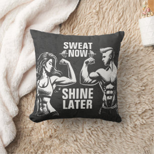 Fitness Gym Workout Bodybuilding Motivational Throw Pillow