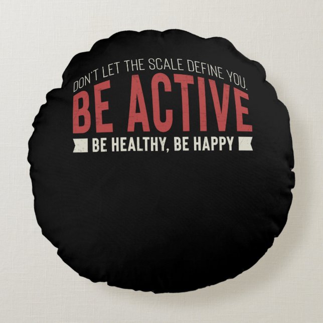 Fitness Gym Workout Motivation Round Pillow (Front)