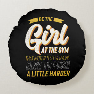 Fitness Gym Workout Motivation Womens Round Pillow